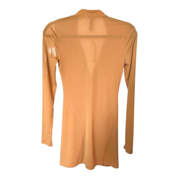SKIMS Mesh Cover Ups Long Sleeve Ruched Dress In Almond XS NWT - Picture 4 of 5